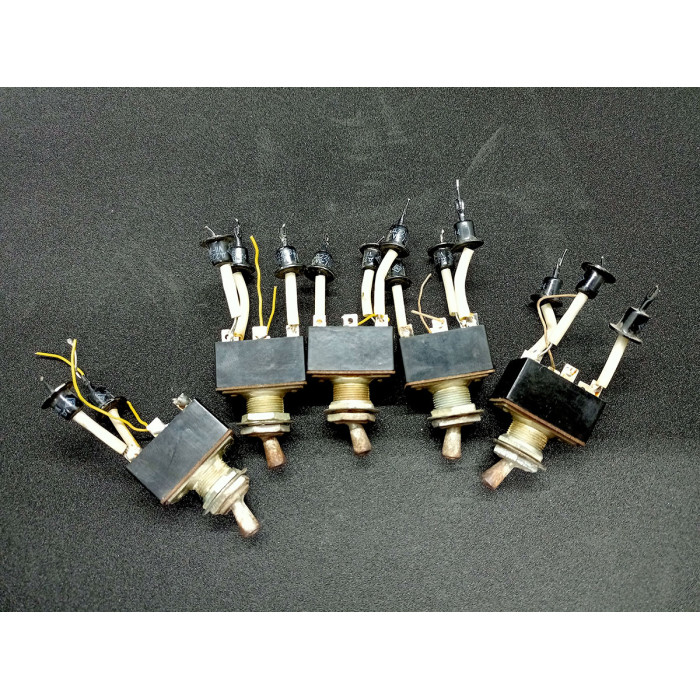 Soviet VINTAGE on / off Set of 5 TOGGLE SWITCHES Old Russian electrical switches Industrial on off decor steampunk