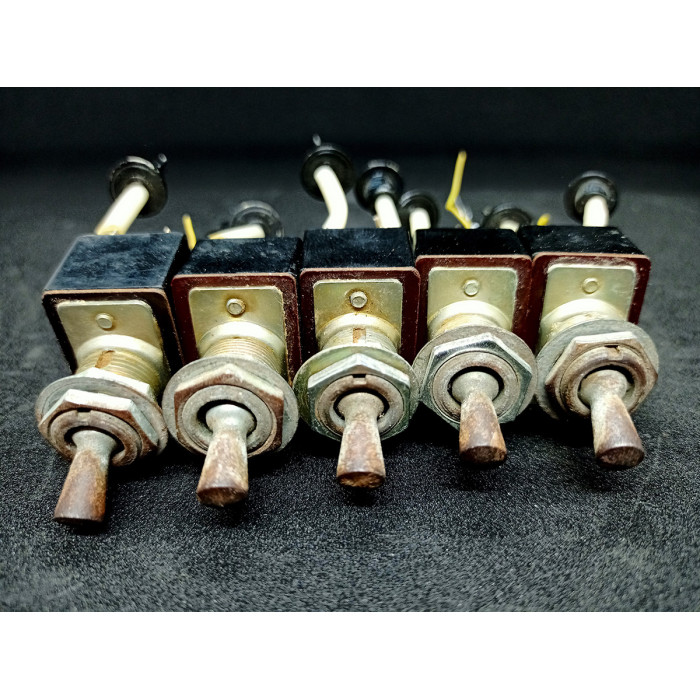 Soviet VINTAGE on / off Set of 5 TOGGLE SWITCHES Old Russian electrical switches Industrial on off decor steampunk
