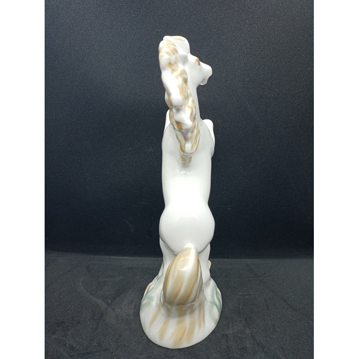 Soviet porcelain figurine of a horse, works of art, Soviet porcelain art, horse on hind legs figurine, horse riding, Russian folklore