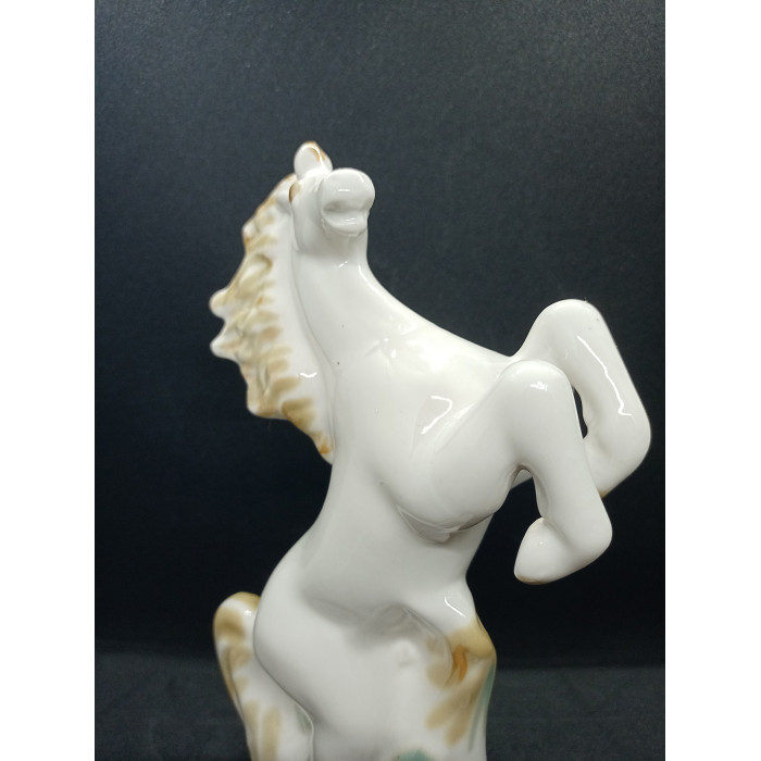Soviet porcelain figurine of a horse, works of art, Soviet porcelain art, horse on hind legs figurine, horse riding, Russian folklore