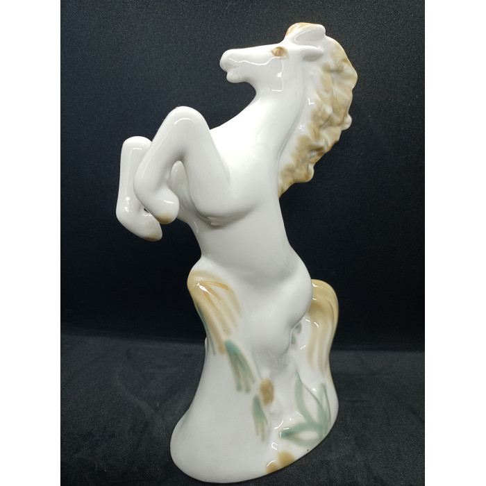 Soviet porcelain figurine of a horse, works of art, Soviet porcelain art, horse on hind legs figurine, horse riding, Russian folklore