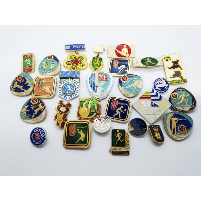 A set of Soviet sports pins Olympiad 80 Various sports and others