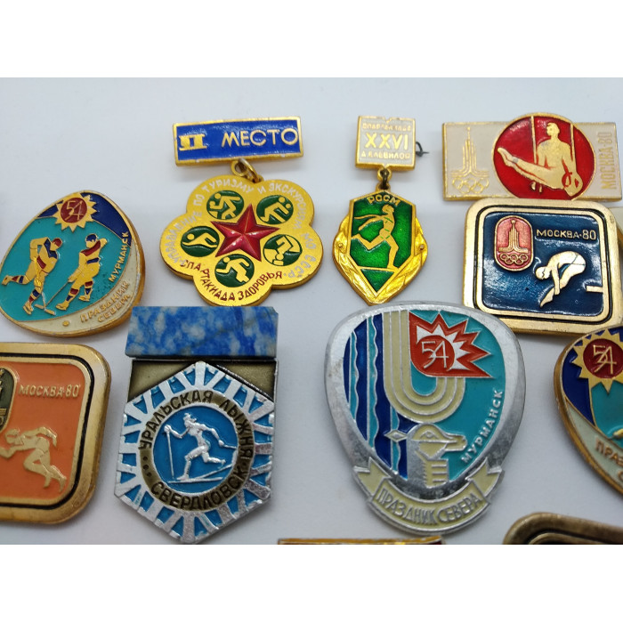 A set of Soviet sports pins Olympiad 80 Various sports and others