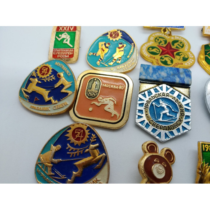 A set of Soviet sports pins Olympiad 80 Various sports and others