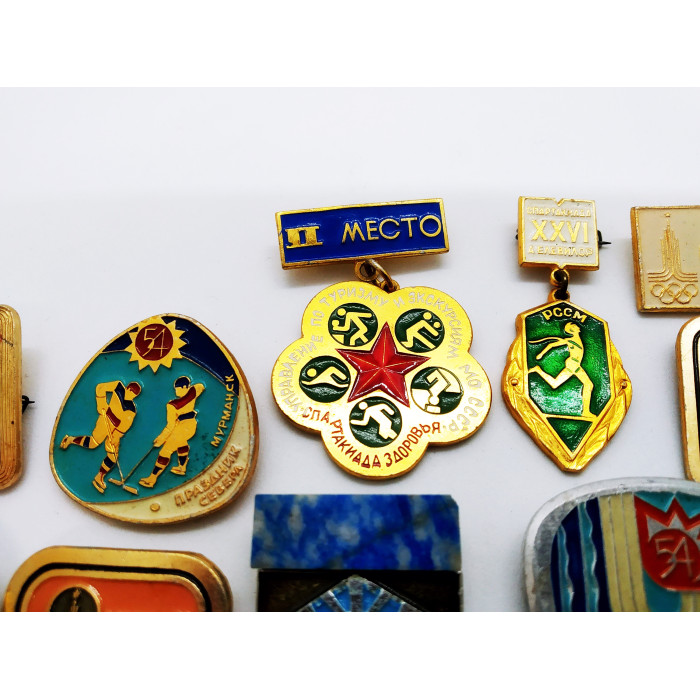 A set of Soviet sports pins Olympiad 80 Various sports and others