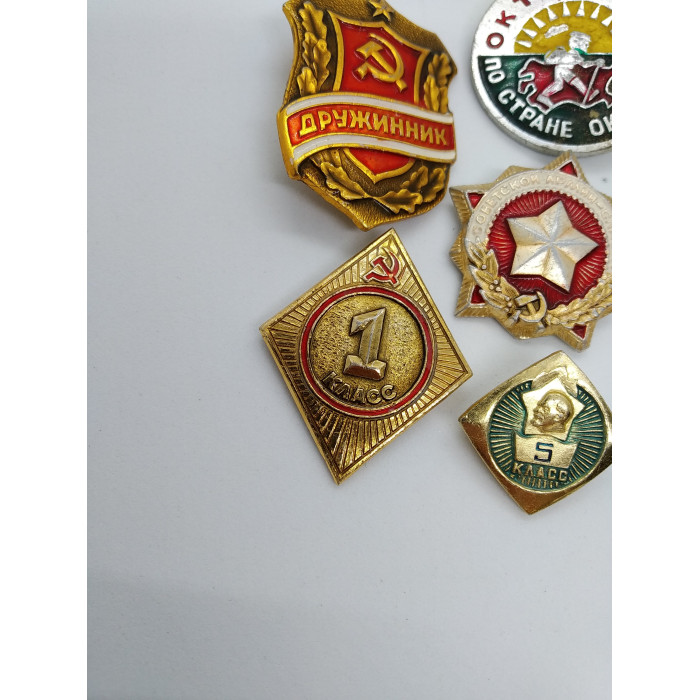 Various SOVIET pins with the USSR SYMBOLS Set of Soviet Union badges 12 pieces