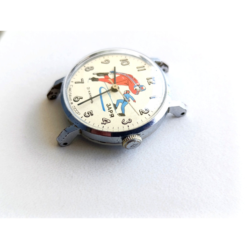Zarya Rare Soviet Watch Speed Skaters Youth Wristwatch of the Soviet Era Zarya Rare Soviet Watch Speed Skaters Youth Wristwatch of the Soviet Era