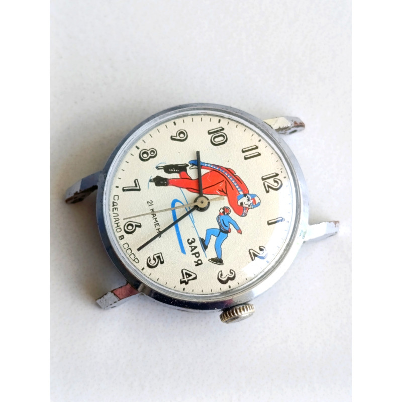 Zarya Rare Soviet Watch Speed Skaters Youth Wristwatch of the Soviet Era Zarya Rare Soviet Watch Speed Skaters Youth Wristwatch of the Soviet Era