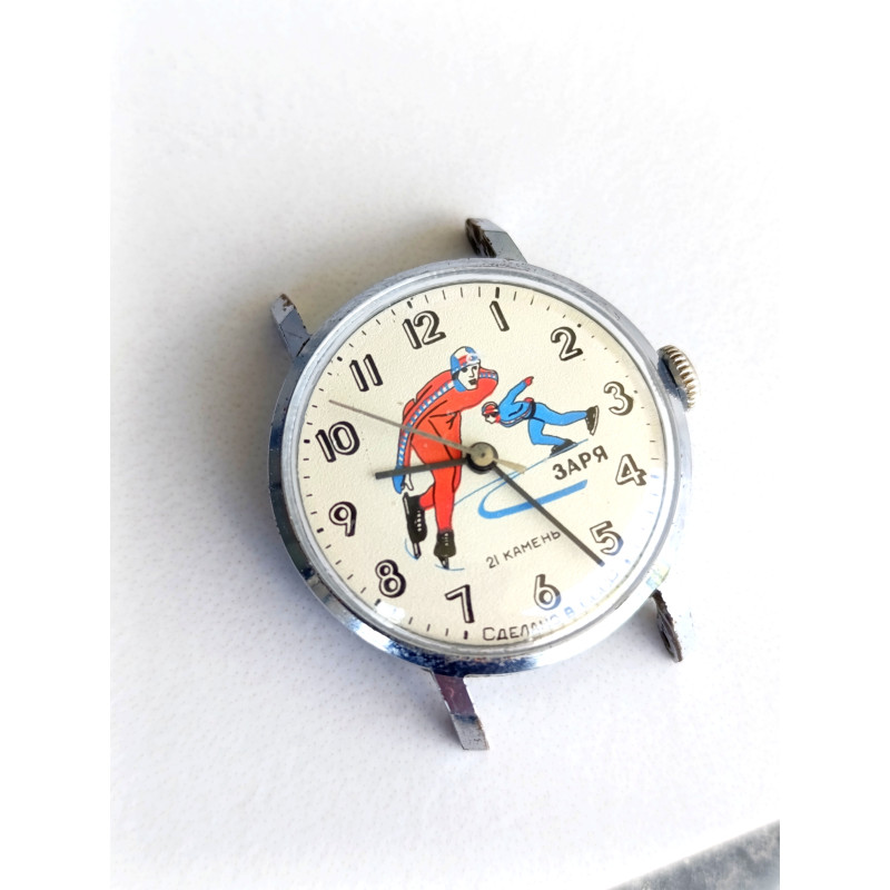 Zarya Rare Soviet Watch Speed Skaters Youth Wristwatch of the Soviet Era Zarya Rare Soviet Watch Speed Skaters Youth Wristwatch of the Soviet Era