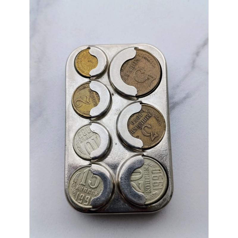 Soviet Coin Holder Vyborg Vintage Coin Вох with Soviet Coins Made in the USSR Soviet Coin Holder Vyborg Vintage Coin Вох with Soviet Coins Made in the USSR