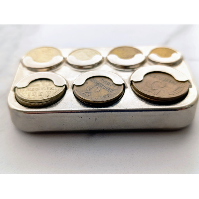 Soviet Coin Holder Vyborg Vintage Coin Вох with Soviet Coins Made in the USSR