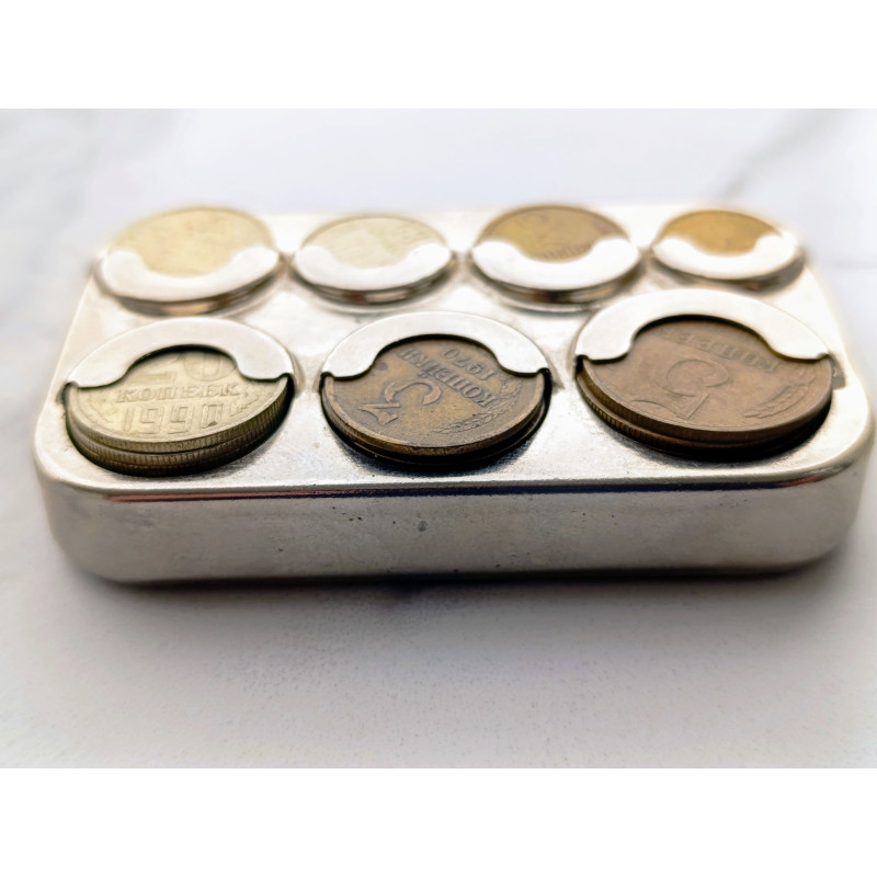 Soviet Coin Holder Vyborg Vintage Coin Вох with Soviet Coins Made in the USSR Soviet Coin Holder Vyborg Vintage Coin Вох with Soviet Coins Made in the USSR