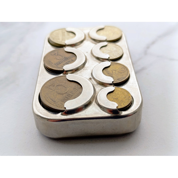Soviet Coin Holder Vyborg Vintage Coin Вох with Soviet Coins Made in the USSR