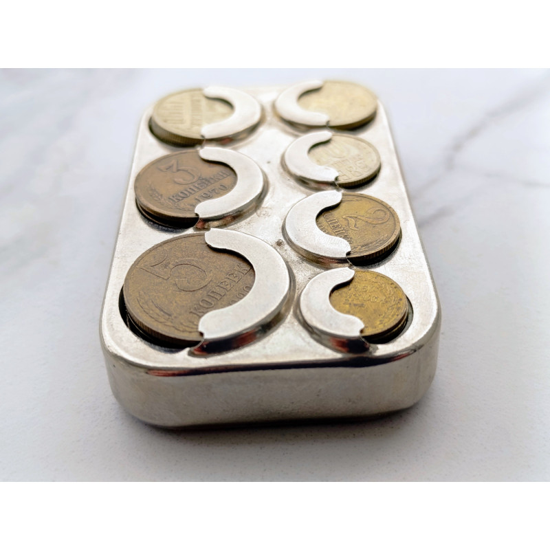 Soviet Coin Holder Vyborg Vintage Coin Вох with Soviet Coins Made in the USSR Soviet Coin Holder Vyborg Vintage Coin Вох with Soviet Coins Made in the USSR