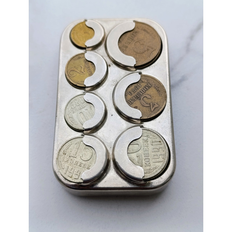 Soviet Coin Holder Vyborg Vintage Coin Вох with Soviet Coins Made in the USSR Soviet Coin Holder Vyborg Vintage Coin Вох with Soviet Coins Made in the USSR