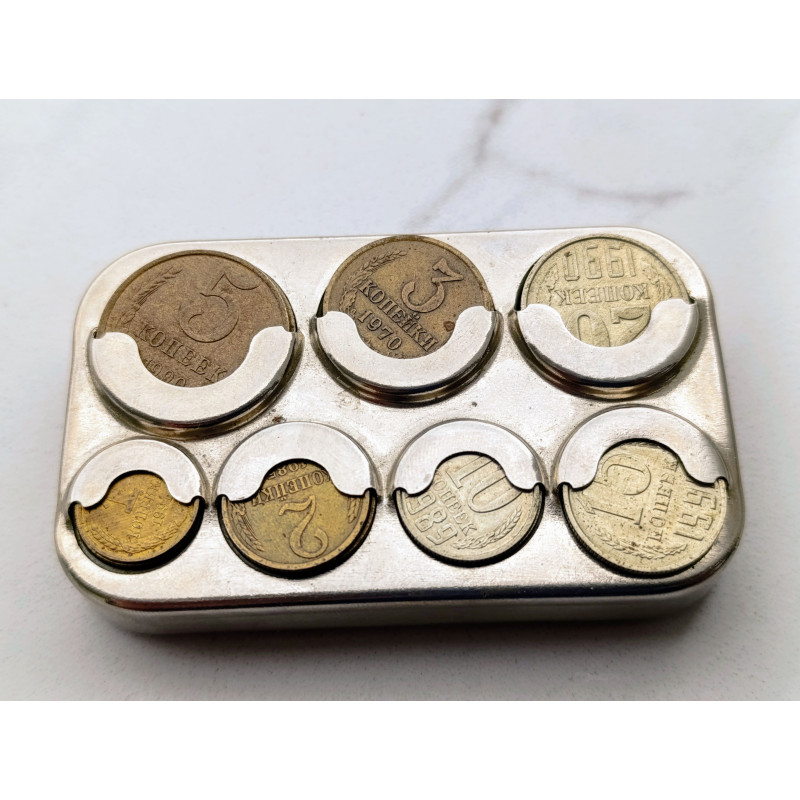 Soviet Coin Holder Vyborg Vintage Coin Вох with Soviet Coins Made in the USSR Soviet Coin Holder Vyborg Vintage Coin Вох with Soviet Coins Made in the USSR