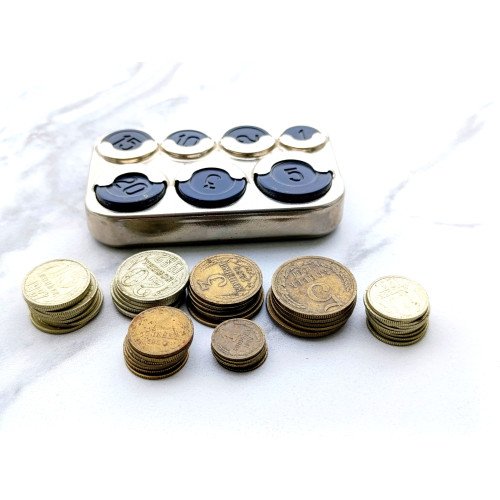 Soviet Coin Holder Vyborg Vintage Coin Вох with Soviet Coins Made in the USSR Soviet Coin Holder Vyborg Vintage Coin Вох with Soviet Coins Made in the USSR