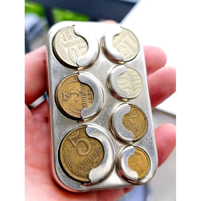 Soviet Coin Holder Vyborg Vintage Coin Вох with Soviet Coins Made in the USSR