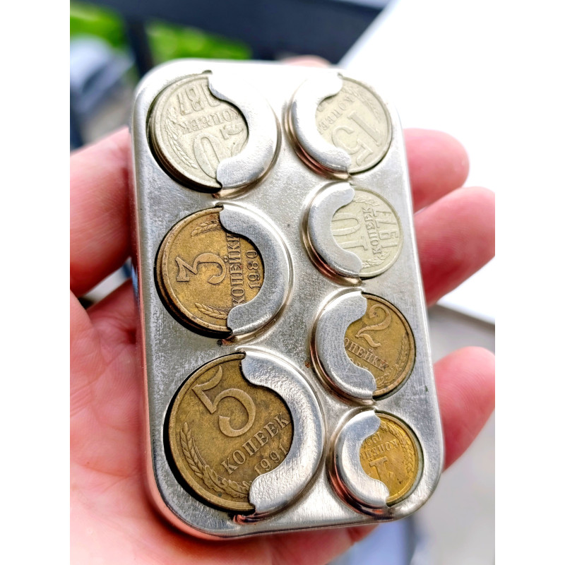 Soviet Coin Holder Vyborg Vintage Coin Вох with Soviet Coins Made in the USSR Soviet Coin Holder Vyborg Vintage Coin Вох with Soviet Coins Made in the USSR