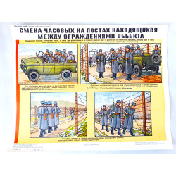 Soviet Military Poster: Changing Sentries at Posts Between Object Fences Soviet Military Poster: Changing Sentries at Posts Between Object Fences