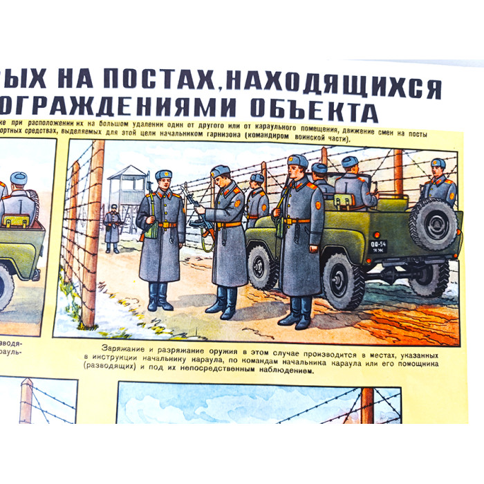 Soviet Military Poster: Changing Sentries at Posts Between Object Fences