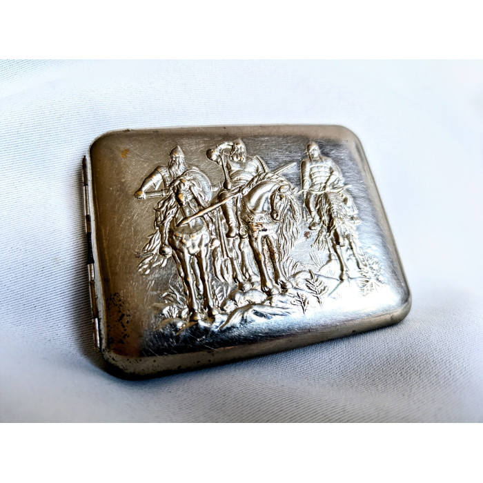 Soviet Cigarette Case Three Bogatyrs Metal Vintage Cigarette Holder Made in USSR 1960s