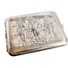 Soviet Cigarette Case Three Bogatyrs Metal Vintage Cigarette Holder Made in USSR 1960s