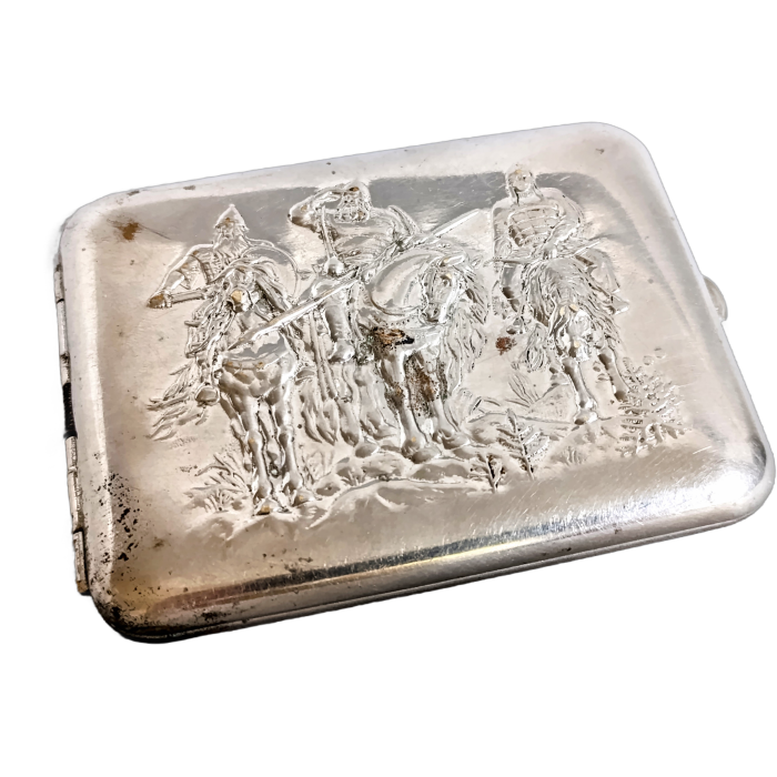 Soviet Cigarette Case Three Bogatyrs Metal Vintage Cigarette Holder Made in USSR 1960s