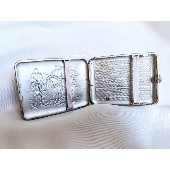 Soviet Cigarette Case Three Bogatyrs Metal Vintage Cigarette Holder Made in USSR 1960s