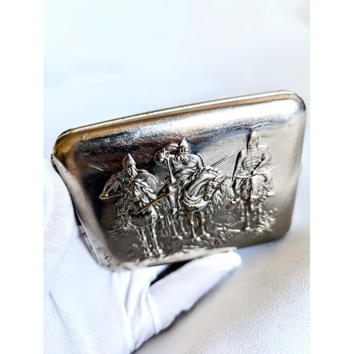 Soviet Cigarette Case Three Bogatyrs Metal Vintage Cigarette Holder Made in USSR 1960s