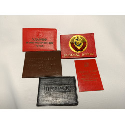 Vintage Set Documents USSR Citizens Identification Cards Passes and Others