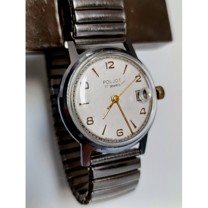 Rare Soviet Poljot 2414 mechanical watch, 17 jewel movement, collectible USSR timepiece