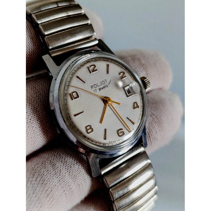 Rare Soviet Poljot 2414 mechanical watch, 17 jewel movement, collectible USSR timepiece