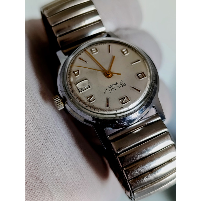 Rare Soviet Poljot 2414 mechanical watch, 17 jewel movement, collectible USSR timepiece