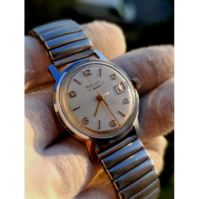 Rare Soviet Poljot 2414 mechanical watch, 17 jewel movement, collectible USSR timepiece