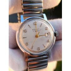 Rare Soviet Poljot 2414 mechanical watch, 17 jewel movement, collectible USSR timepiece