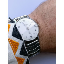 Vintage Soviet Raketa Mechanical Dress Watch – White Enamel Dial Petrodvorets Watch Factory Made in USSR 1970s