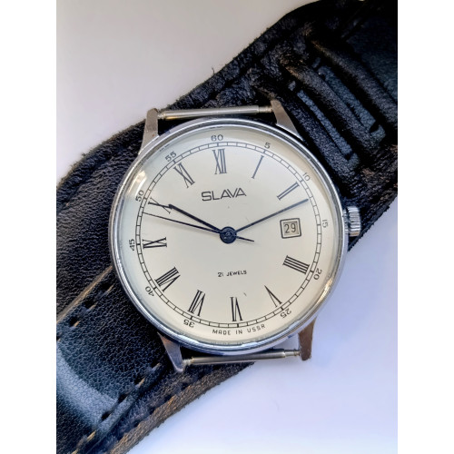 Vintage Slava Watch 1970s USSR – Caliber 2414, 21 Jewels