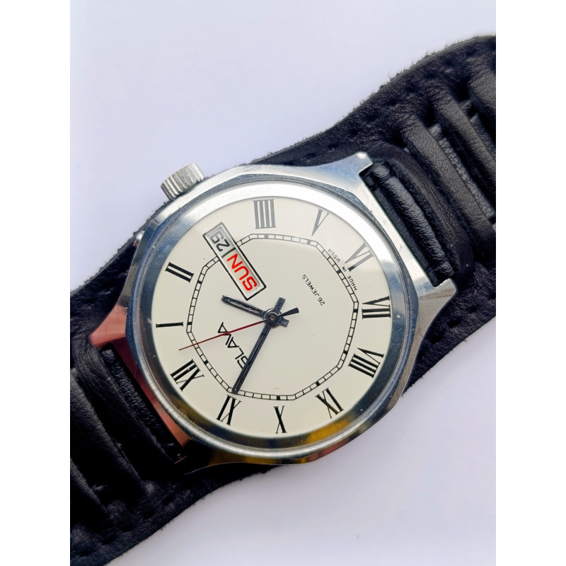 Rare Slava 2428 Mechanical Watch from USSR – 26 Jewels Movement, Dual Calendar, Authentic Soviet Men’s Wristwatch Rare Slava 2428 Mechanical Watch from USSR – 26 Jewels Movement, Dual Calendar, Authentic Soviet Men’s Wristwatch