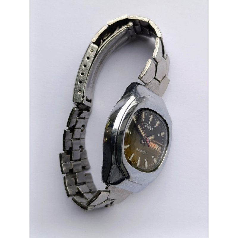 Rare Slava 2428 USSR Mechanical Watch – All Original, Faceted Chrome Case, 26 Jewels Rare Slava 2428 USSR Mechanical Watch – All Original, Faceted Chrome Case, 26 Jewels