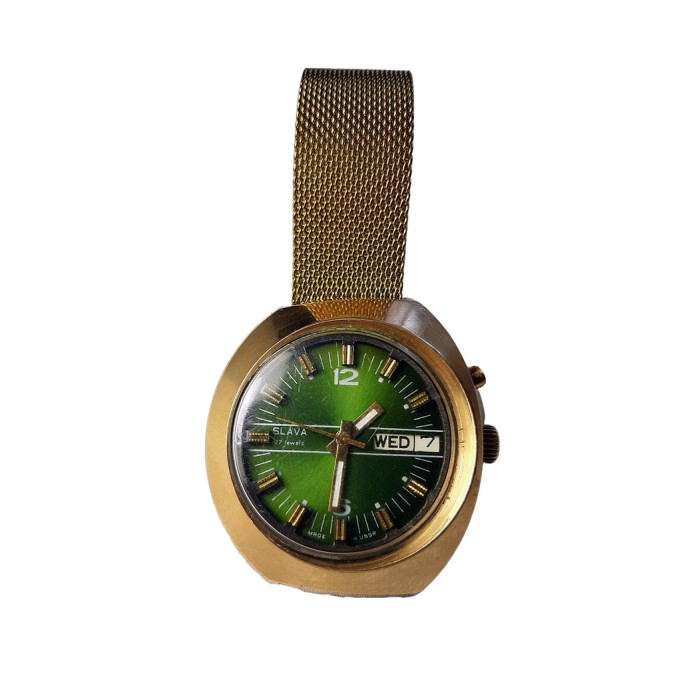Slava Asymmetry Original Soviet Wristwatch Cal. 2427 Very Rare Soviet Watch