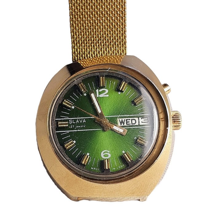 Slava Asymmetry Original Soviet Wristwatch Cal. 2427 Very Rare Soviet Watch