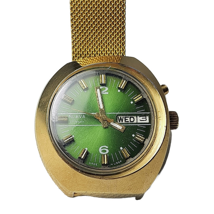 Slava Asymmetry Original Soviet Wristwatch Cal. 2427 Very Rare Soviet Watch