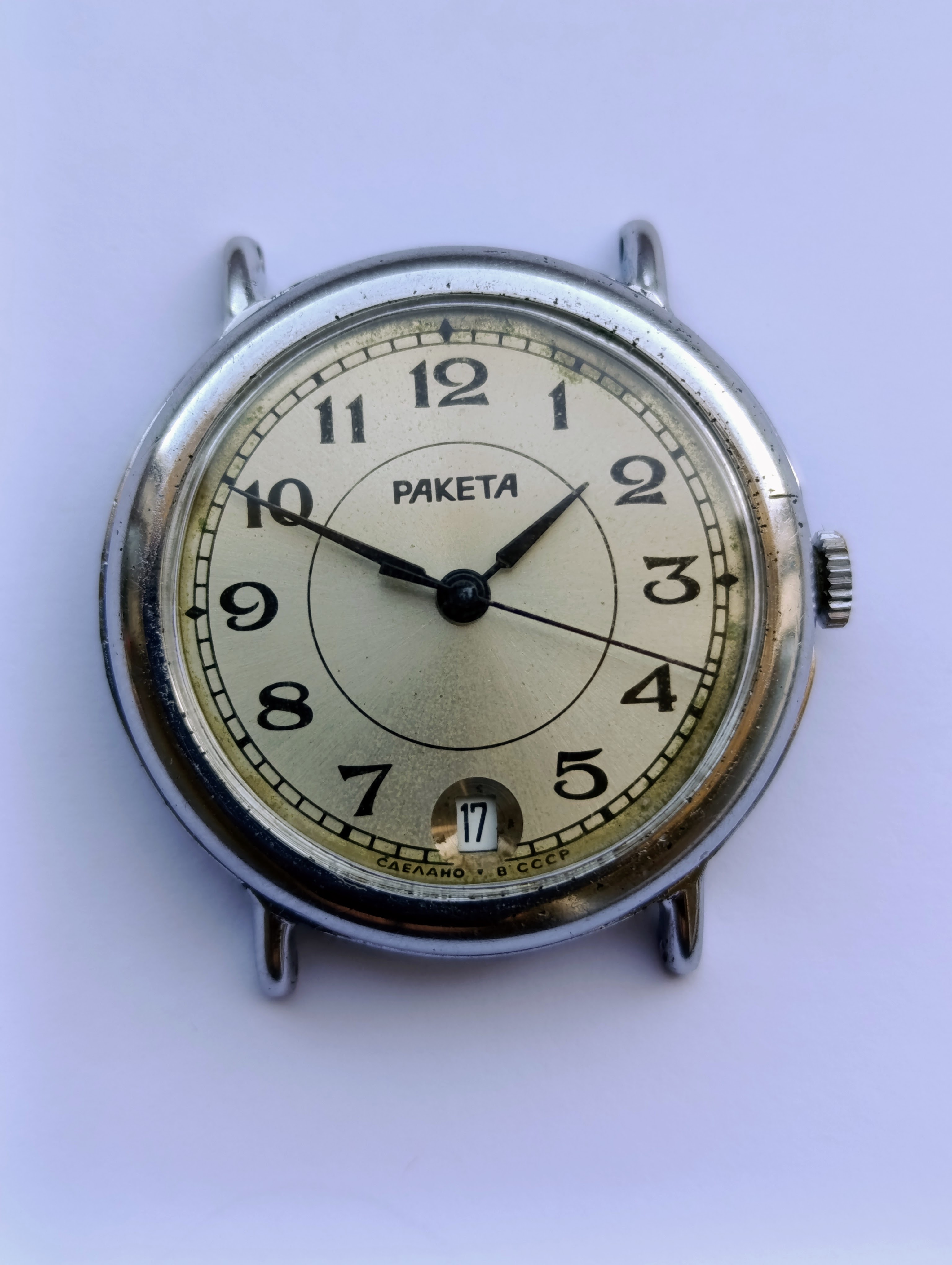 動作品】Raketa ラケタ系 2614 手巻き 腕時計 双頭の鷲 黒文字盤 